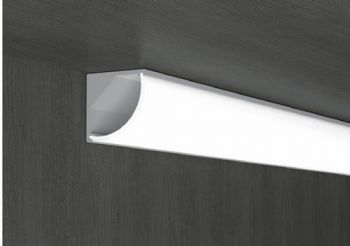 Perspex EXT-A13 2m Corner Profile 16mmx16mm with Opal Cover (rounded), pair of End Caps and pair of clips