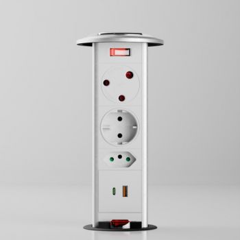 Powerlogic MK+1.1+AC+WHITE MK1 Pull-Up Power Outlet White