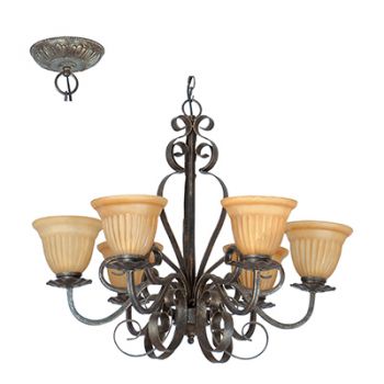 Radiant RCH38 6LT Opera Chandelier E27 6x60w Antique Bronze and Amber
