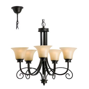 Radiant RCH46 Firl Chandelier E27 240V 5X60W Antique Bronze and Cream