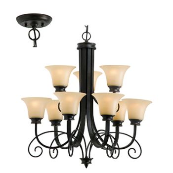 Radiant RCH47 Firl Chandelier E27 240V 9X60W Antique Bronze and Cream