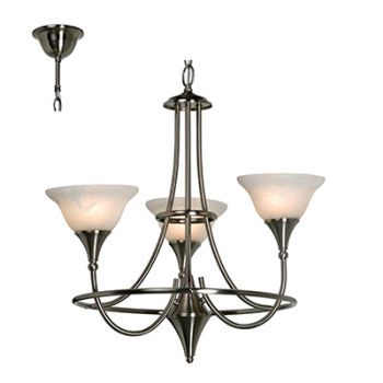 Radiant RCH48 Calice Chandelier E27 230V 3X60W Satin Chrome and White