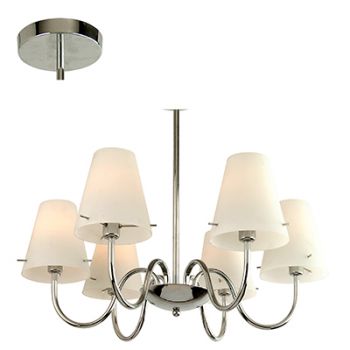 Radiant RCH77 6LT Madlyn Chandelier Glass E14 6x60w Chrome and White