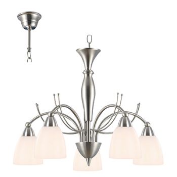 Radiant RCH80 Sasha Chandelier E14 230V 5X40W Satin Chrome and White