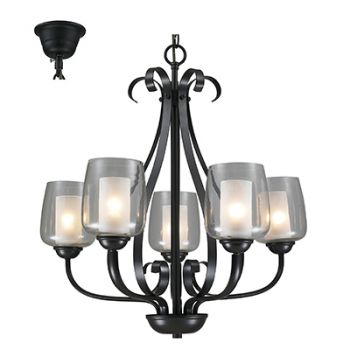 Radiant RCH92 Chandelier - 230V E27 5x40W Clear / White and Black