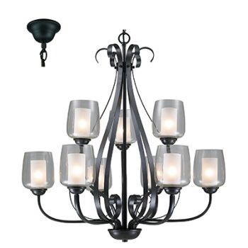 Radiant RCH93 Chandelier - 230V E27 9x40W Clear / White and Black