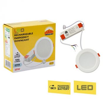 Radiant RD330 Rechargeable Emergency Downlight White LED 10w 4000K