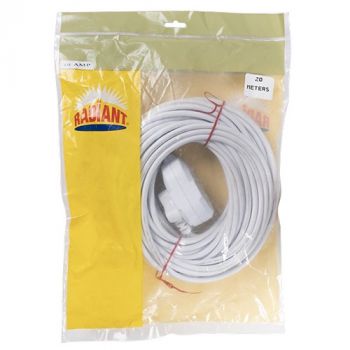 Radiant RE287 Cord Extension 20 Mtr 10 Amp Double (Prepacked) White