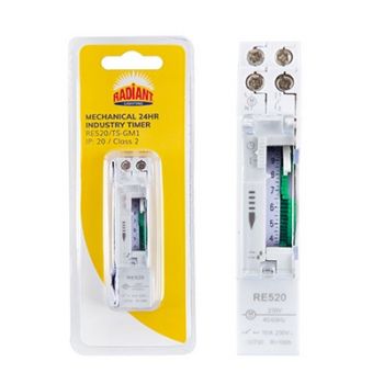 Radiant RE520 Mechanical Industry Timer 24hr IP20 On/Off programmes 0.5w White