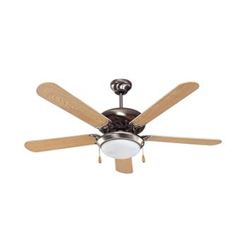 Radiant RF20 52'' Ceiling Fan with Light E27 2X60W 230V Satin Chrome and Light Wood