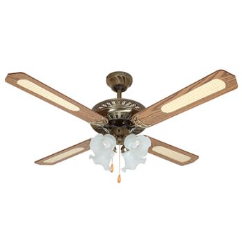 Radiant RF9AB Rattan Ceiling Fan with Lights 52inch (excl 4 x 40W E27) Antique Brass