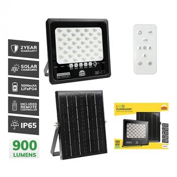 Radiant RFS72 Solar Floodlight and Remote LED 900lm 6500K
