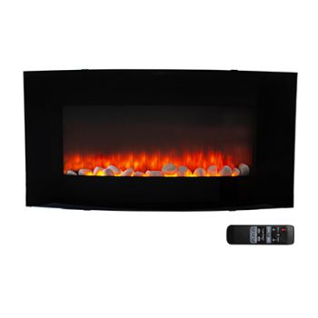 Radiant RHE7 Fireplace Decorative Curved Glass Indoor with Crystals 1800W 230V Black