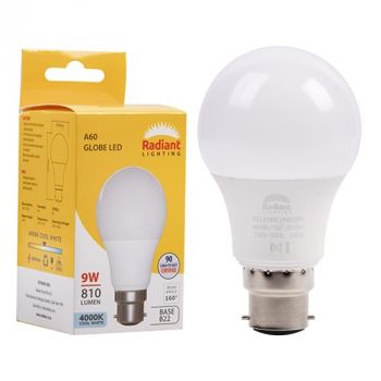 Radiant RLL014BC A60 9w LED B22 4000K