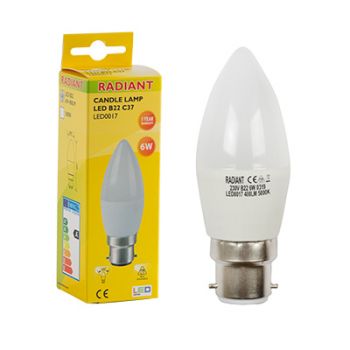Radiant RLL017 LED 7W Candle Frosted B22 5000K Energy saving