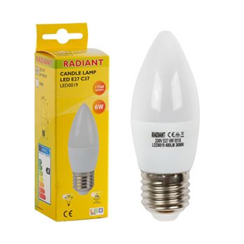 Radiant RLL019 LED 7W Candle Frosted E27 3000K Energy saving