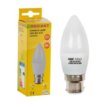 Radiant RLL020 LED 7W Candle Frosted B22 3000K Energy saving