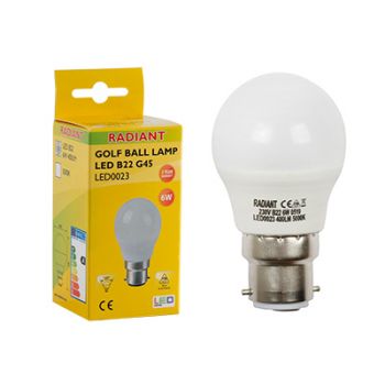 Radiant RLL023 LED 7W Golf ball Frosted B22 5000K Energy saving