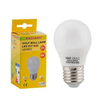 Radiant RLL025 LED 7W Golf ball Frosted E27 3000K Energy saving