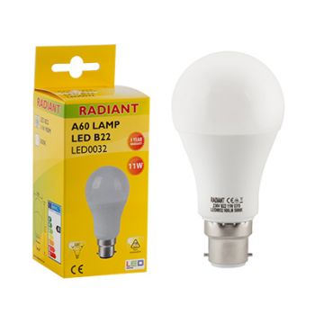 Radiant RLL032 LED 12W A60 Frosted B22 5000K Energy saving
