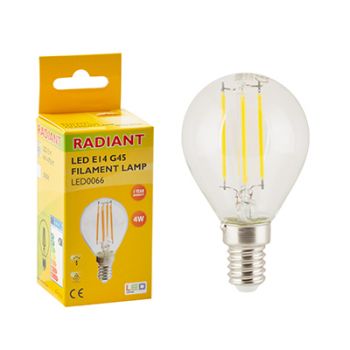 Radiant RLL066 LED 4W Golfball Clear Filament E14 3000K Energy Saving