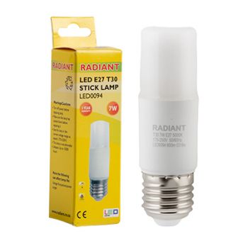 Radiant RLL094 LED 6W E27 Frosted T30 Stick Lamp 5000K