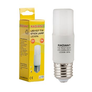 Radiant RLL096 LED 6W E27 Frosted T30 Stick Lamp 3000K