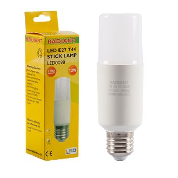 Radiant RLL098 LED 12W E27 Frosted T44 Stick Lamp 5000K