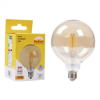 Radiant RLL114 LED Filament 8W E27 2200K 125X160mm Amber
