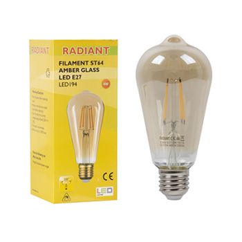 Radiant RLL194 LED 4W ST64 Pear Nipple Filament Golden E27 400LM 2700K Energy saving