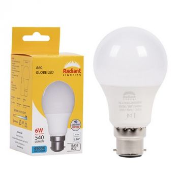 Radiant RLL203BC A60 6w LED B22 6500K