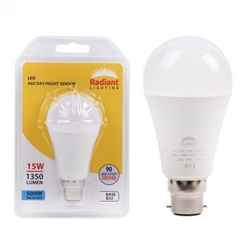 Radiant RLL317BC A60 Day/Night Sensor 15w LED B22 5000K Non Dimmable