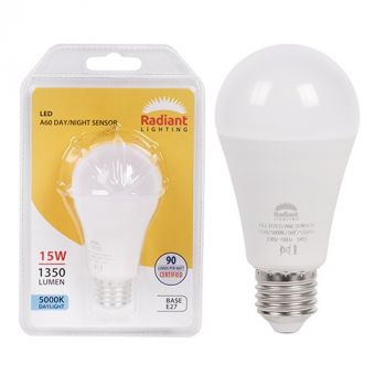Radiant RLL317ES A60 Day/Night Sensor 15w LED E27 5000K Non Dimmable