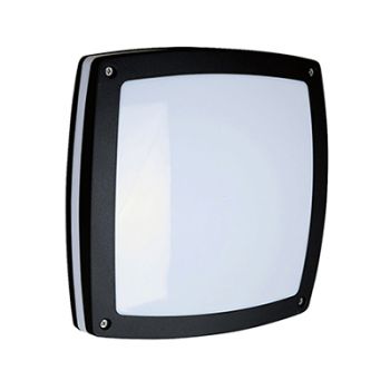 Radiant RO416 Outdoor Bulkhead Alum/Pc 2X E27 Black Sq 300mm X 300mm X 87mm Black