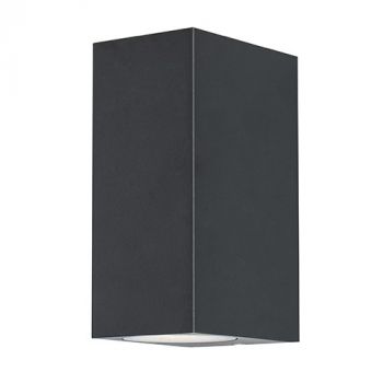 Radiant RO431 Bue Square Up or Down Outdoor Wall Light Black GU10 2