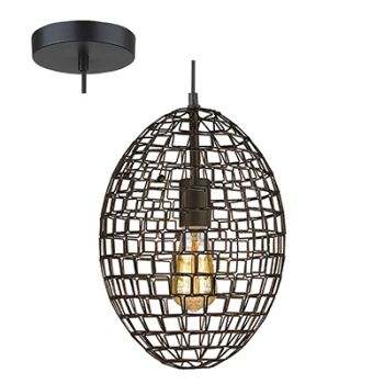 Radiant RP125 Grid Oval Pendant Light-230V E27 1X40W Black