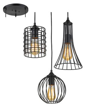 Radiant RP126 Pendant Light - 230V E27 3X40W Black