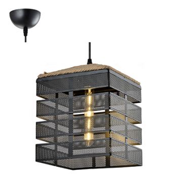 Radiant RP250 Pendant Light 1X E27 Metal+Rope Black