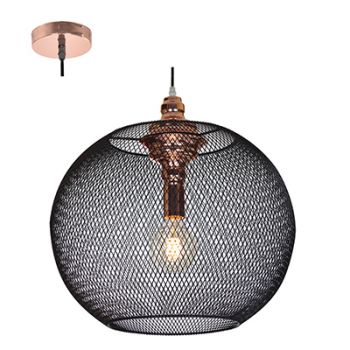 Radiant RP293 Mesh Pendant 475mm Matt Black/Copper E27 1x40w
