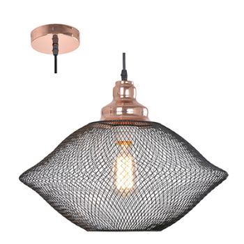 Radiant RP294 Mesh Pendant 420mm Matt Black/Copper E27 1x40w