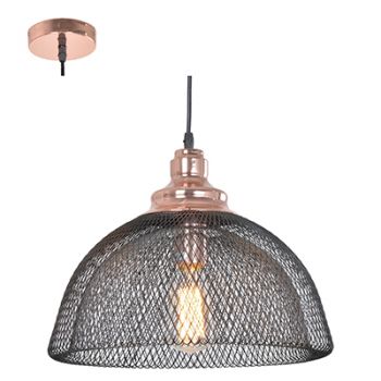 Radiant RP295 Mesh Pendant 350mm Matt Black/Copper E27 1x40w