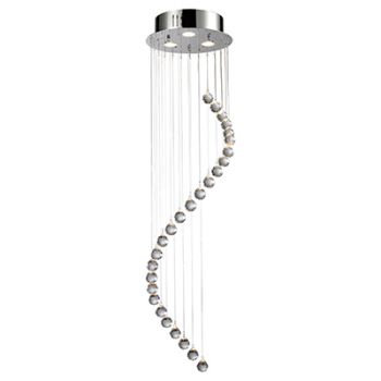 Radiant RP301 Pendant 230V Crystal mini swirl - 3lt round base Chrome and Clear