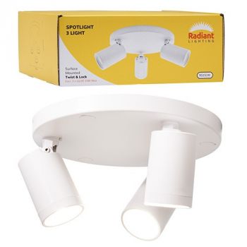 Radiant RS151W Spotlight 3LT Plate Surface Mount Twist And Lock White