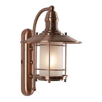 Radiant RW152 Lantern Wall Light Down Facing E14 40W 230V Antique Copper and White