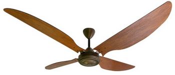 Solent Fans High Breeze Motor Antique Bronze, Wood Negundo 4 x 1500mm Light Teak, 5 Speed Wall Control 1 Switch (Multiple Fan Remotes/Controls)