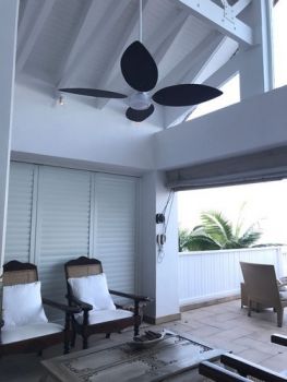 Solent Fans High Breeze 100 Motor White, Tear Drop 4 x 1500mm Black (Multiple Fan Remotes/Controls)