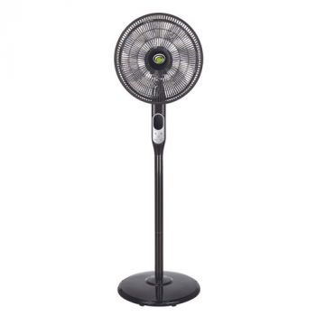 Solent Fans 400mm 9 Speed 7 Blade Pedestal Fan with Remote Black