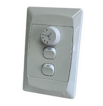 Solent Fans 5 Speed 1 Fan Wall Control With 2 Light Switch Clipsal