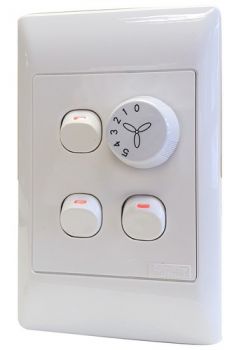 Solent Fans 5 Speed 1 Fan Wall Control With 3 Light Switch Clipsal