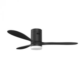 Solent Fans Hugger 3 Wood Blades 1320mm, 6 Speed Remote + Light On/off Switch with LED Light Ceiling Fan (Multiple Colours/Finishes)
